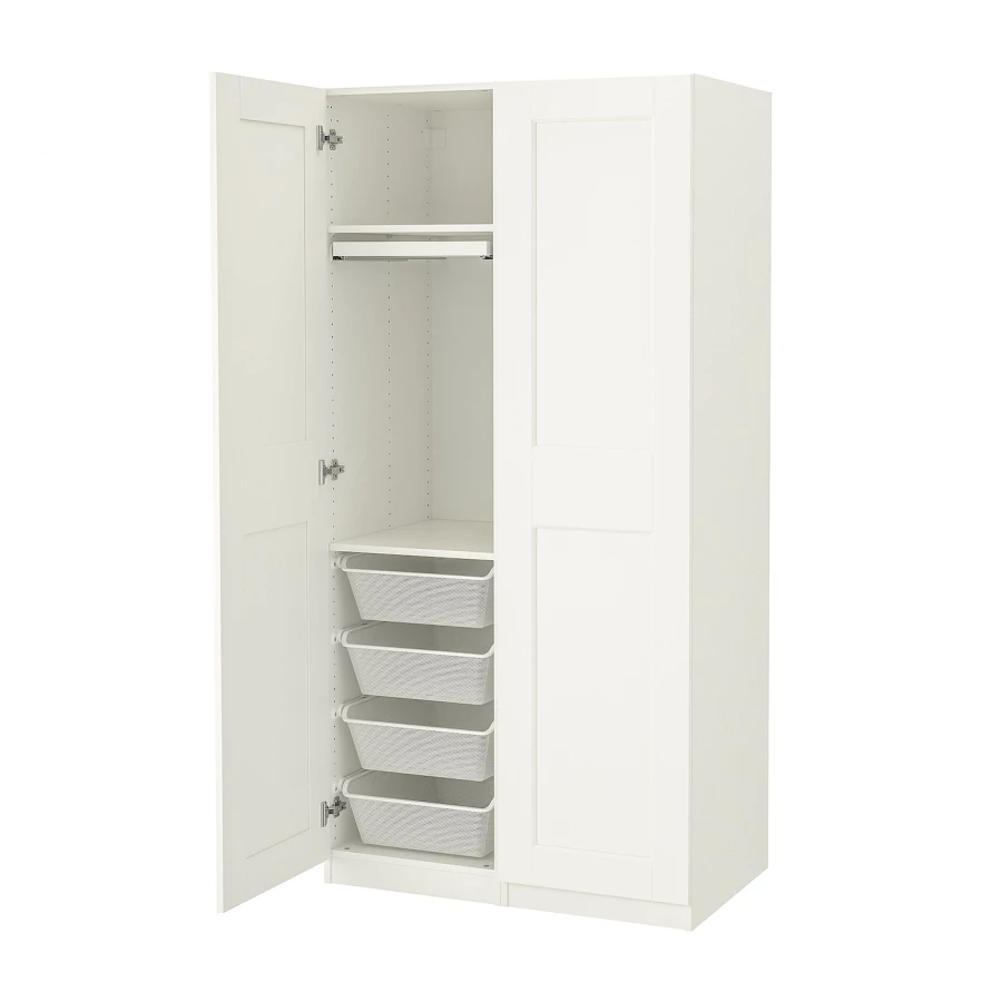 Гардероб - IKEA PAX/GRIMO /ПАКС/ГРИМО ИКЕА, 100x60x201 см, белый (изображение №1)