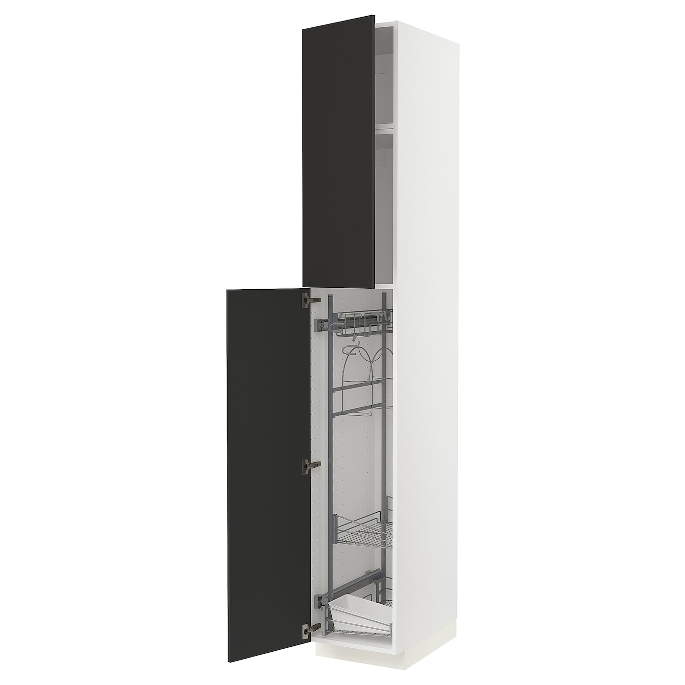 Высокий шкаф/бытовой - IKEA METOD/МЕТОД ИКЕА, 240х60х40 см, белый/черный