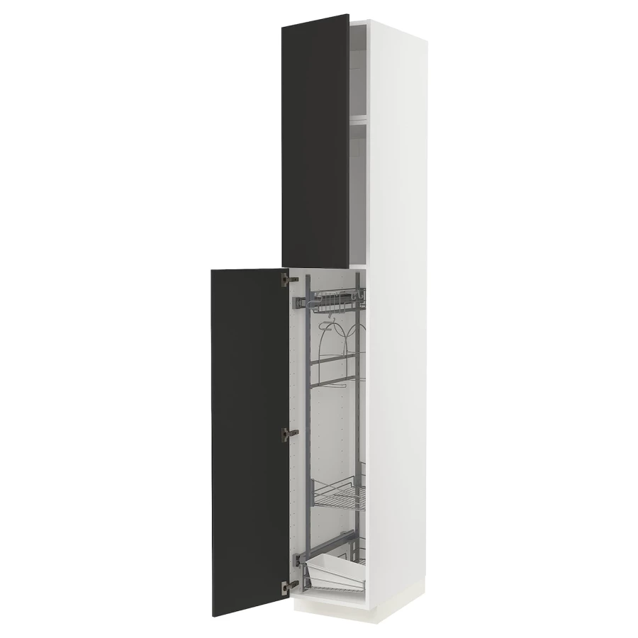 Высокий шкаф/бытовой - IKEA METOD/МЕТОД ИКЕА, 240х60х40 см, белый/черный (изображение №1)