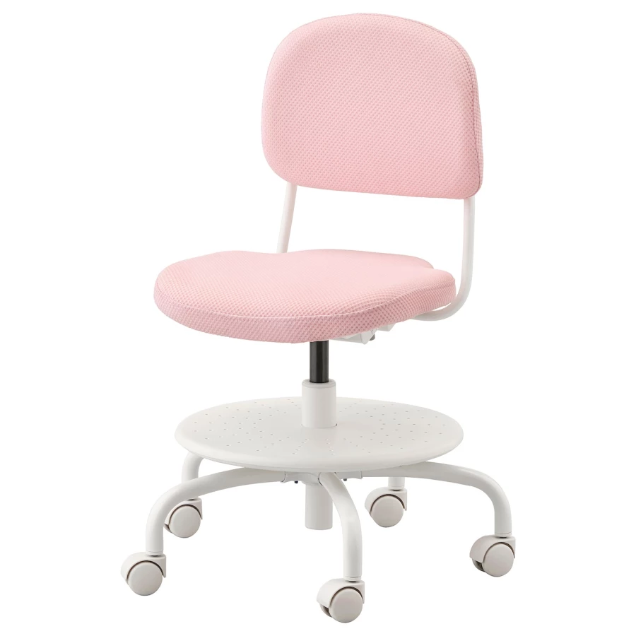 Стул детский - IKEA VIMUND/ВИМУНД ИКЕА, 86х62 см, белый/розовый (изображение №1)