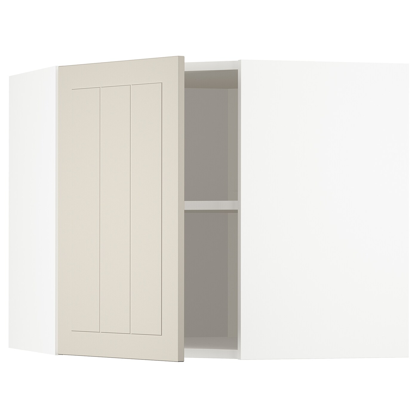 Угловой навесной шкаф с полками - METOD  IKEA/  МЕТОД ИКЕА, 60х68 см, белый/бежевый