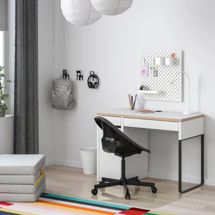 Письменный стол с ящиком - IKEA MICKE, 105x50 см,  белый антрацит, МИККЕ ИКЕА (изображение №2)
