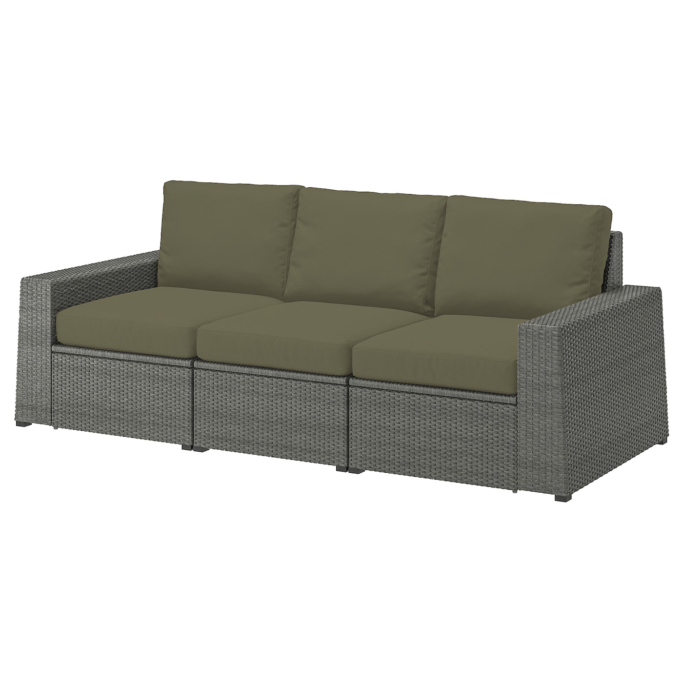 3-местный модульный диван - IKEA SOLLERÖN/SOLLERON/СОЛЛЕРОН ИКЕА, 88х82х223 см, темно-зеленый/серый