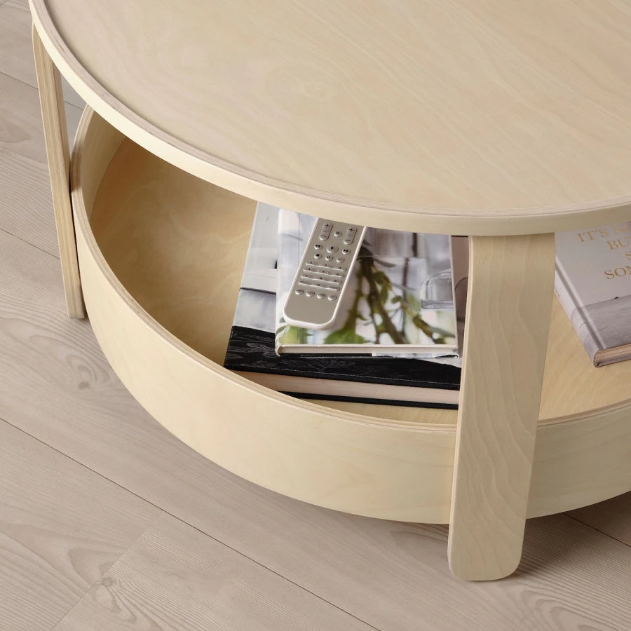 Журнальный стол - IKEA BORGEBY/ИКЕА БОРГЕБИ, 70х70х42 см, березовый шпон (изображение №5)