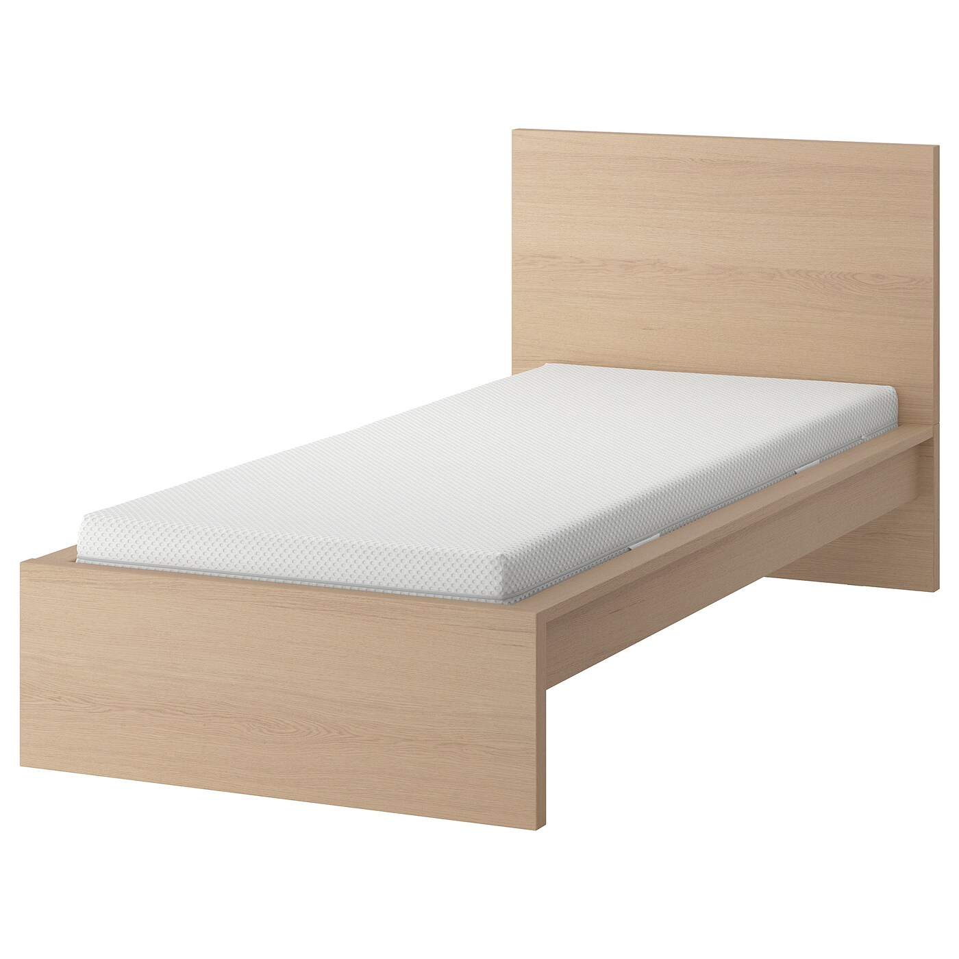 Кровать - IKEA MALM, 200х90 см, матрас средне-жесткий, под беленый дуб, МАЛЬМ ИКЕА
