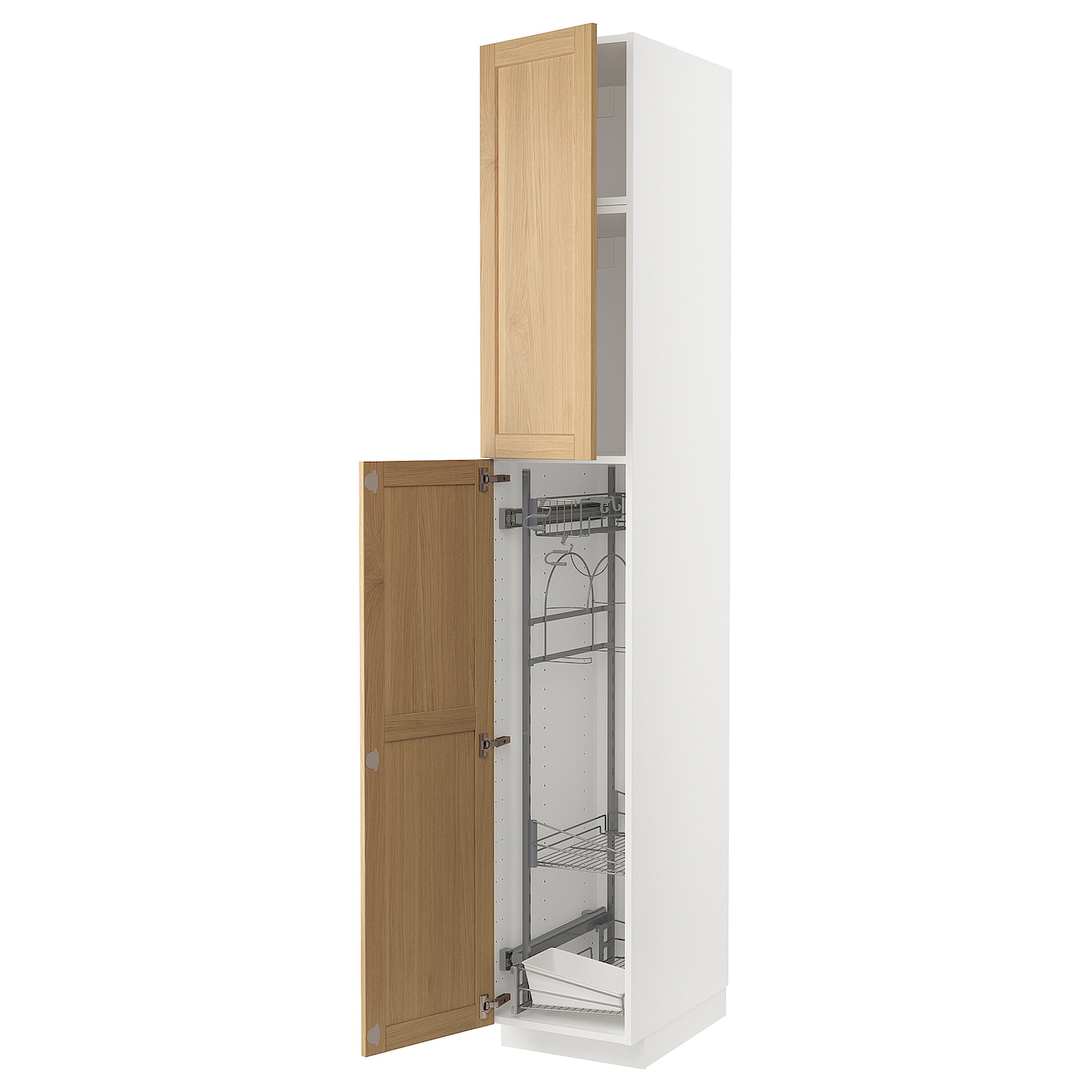 Высокий кухонный шкаф/бытовой - IKEA METOD/МЕТОД ИКЕА, 240х60х40 см, белый/светло-коричневый