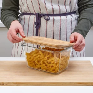 Второе фото. Контейнер для продуктов с крышкой - IKEA 365+, 21х15х12 см, стекло/бамбук, ИКЕА 365+