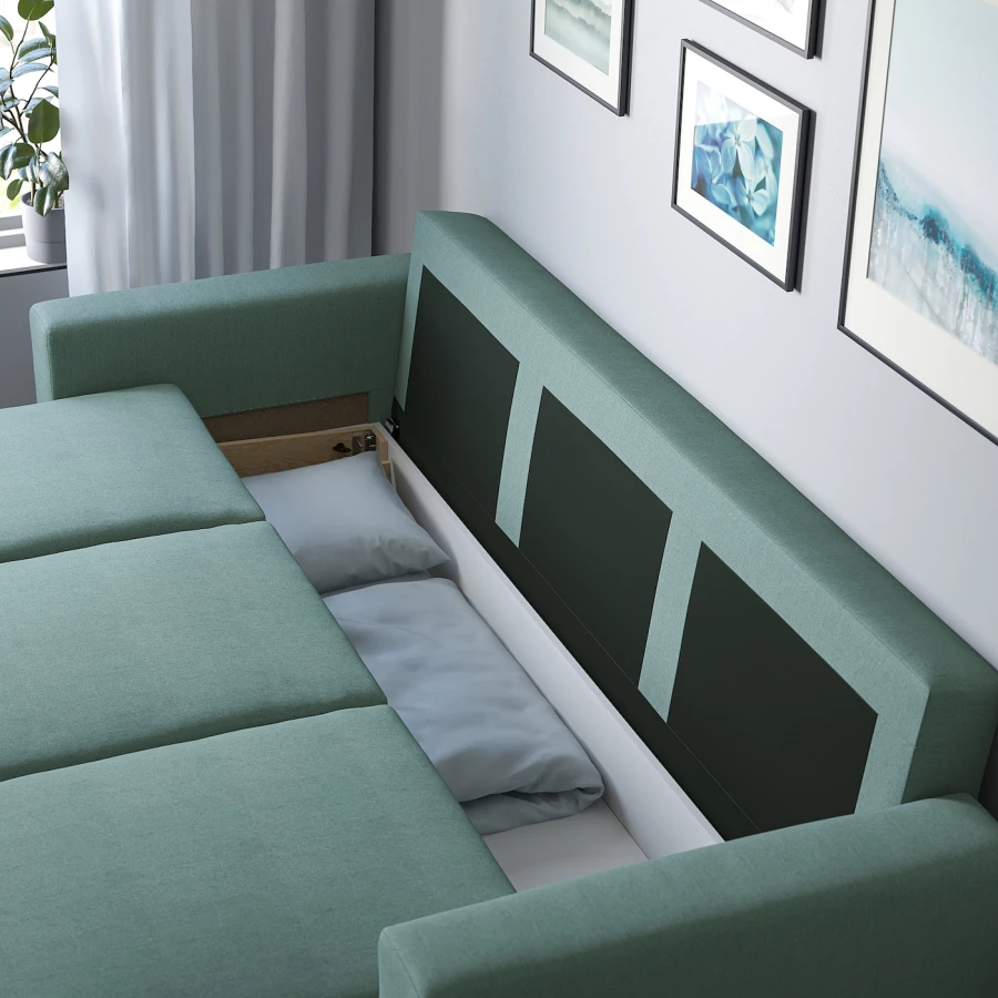 3-местный диван-кровать - IKEA BÅRSLÖV/BARSLOV/БЁРСЛОВ ИКЕА, 236х109х86 см, бирюзовый (изображение №5)