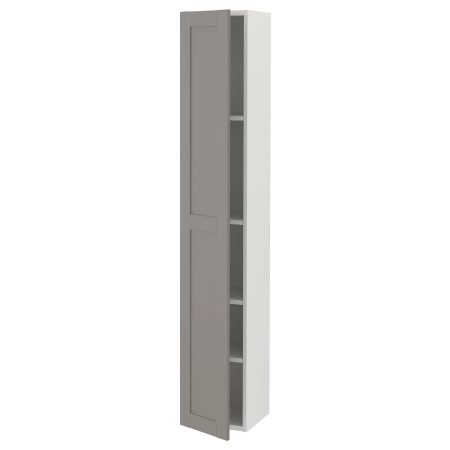 Высокий шкаф с дверцами - ENHET IКЕА/ ЭНХЕТ ИКЕА, 180х30х32 см,серый/белый (изображение №1)