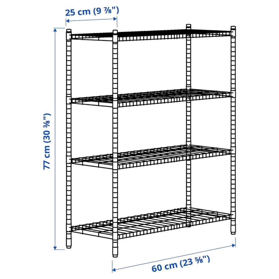 Стеллаж - IKEA OMAR, 60х25х77 см, оцинкованная сталь, ОМАР ИКЕА (изображение №6)