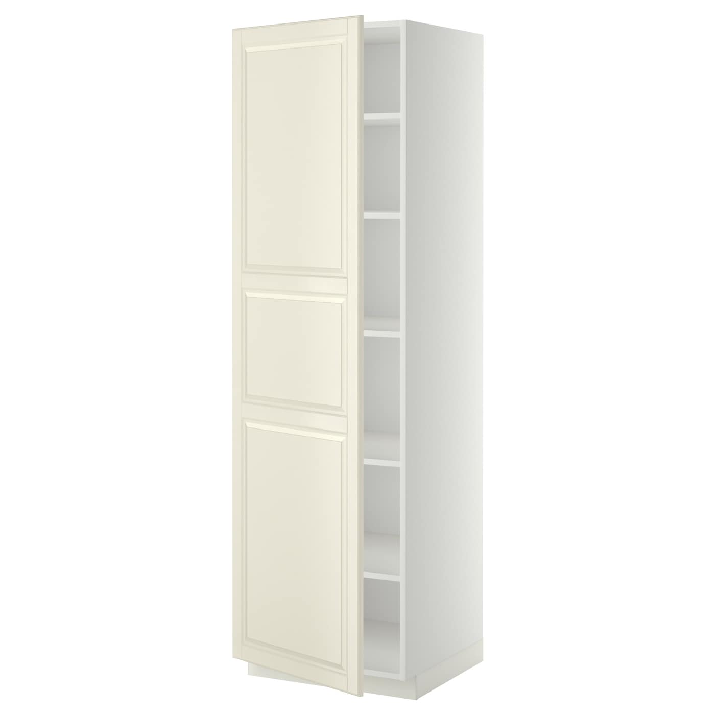 Высокий кухонный шкаф с полками - IKEA METOD/МЕТОД ИКЕА, 200х60х60 см, белый/кремовый