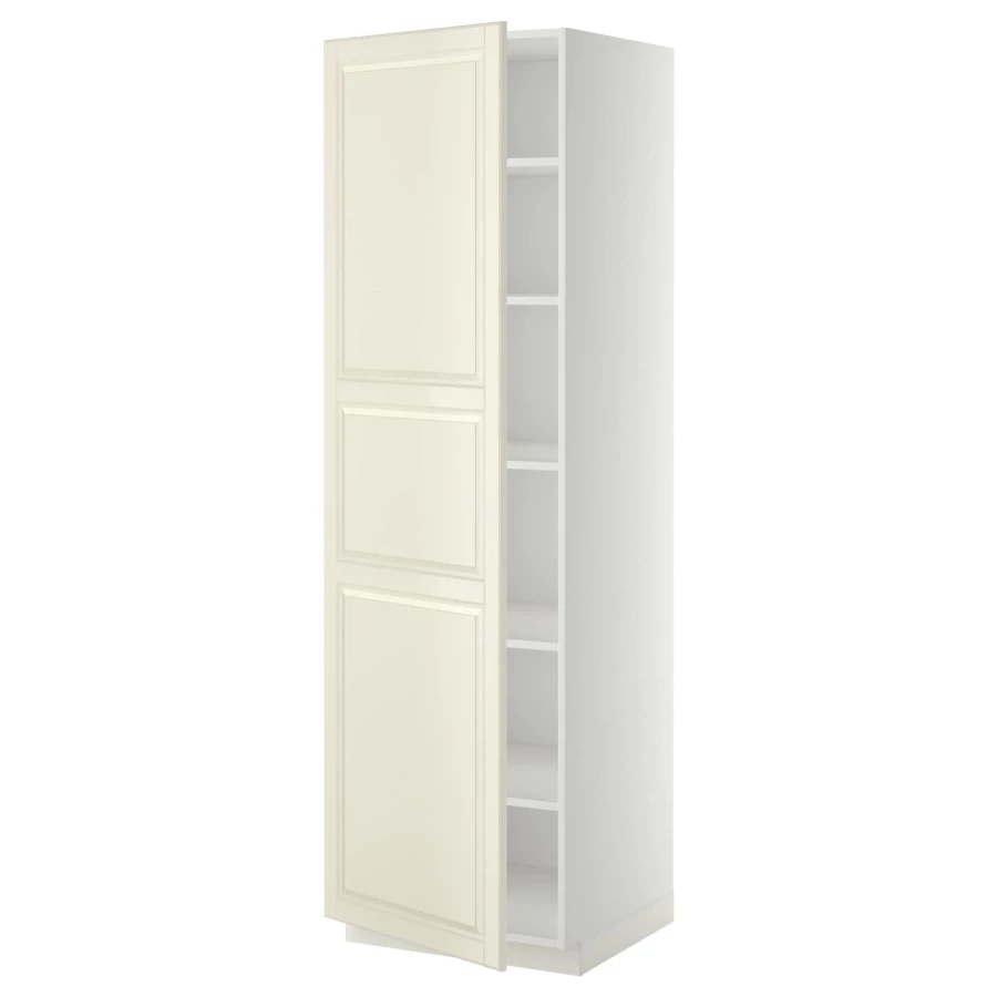 Высокий кухонный шкаф с полками - IKEA METOD/МЕТОД ИКЕА, 200х60х60 см, белый/кремовый (изображение №1)
