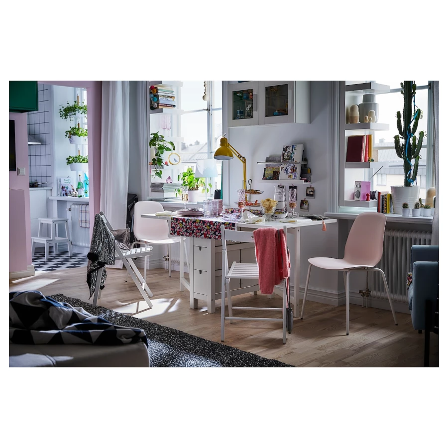 Раскладной кухонный стол - IKEA NORDEN, 152/89х80х74 см, белый, НОРДЕН ИКЕА (изображение №7)