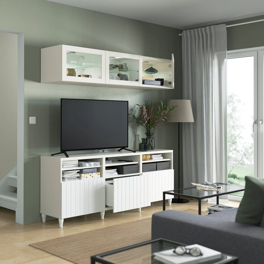 Комбинация для хранения ТВ - IKEA BESTÅ/BESTA, 192x42x180см, белый, БЕСТО ИКЕА (изображение №2)