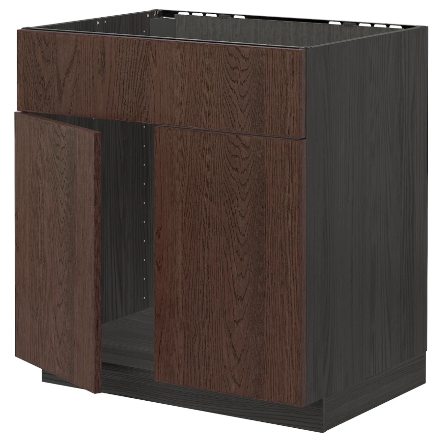Напольный кухонный шкаф  - IKEA METOD MAXIMERA, 88x62x80см, черный/темно-коричневый, МЕТОД МАКСИМЕРА ИКЕА (изображение №1)
