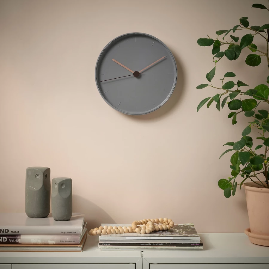 Настенные часы - IKEA BONDTOLVAN/БОНДТОЛВАН ИКЕА, 25 см, серый (изображение №2)