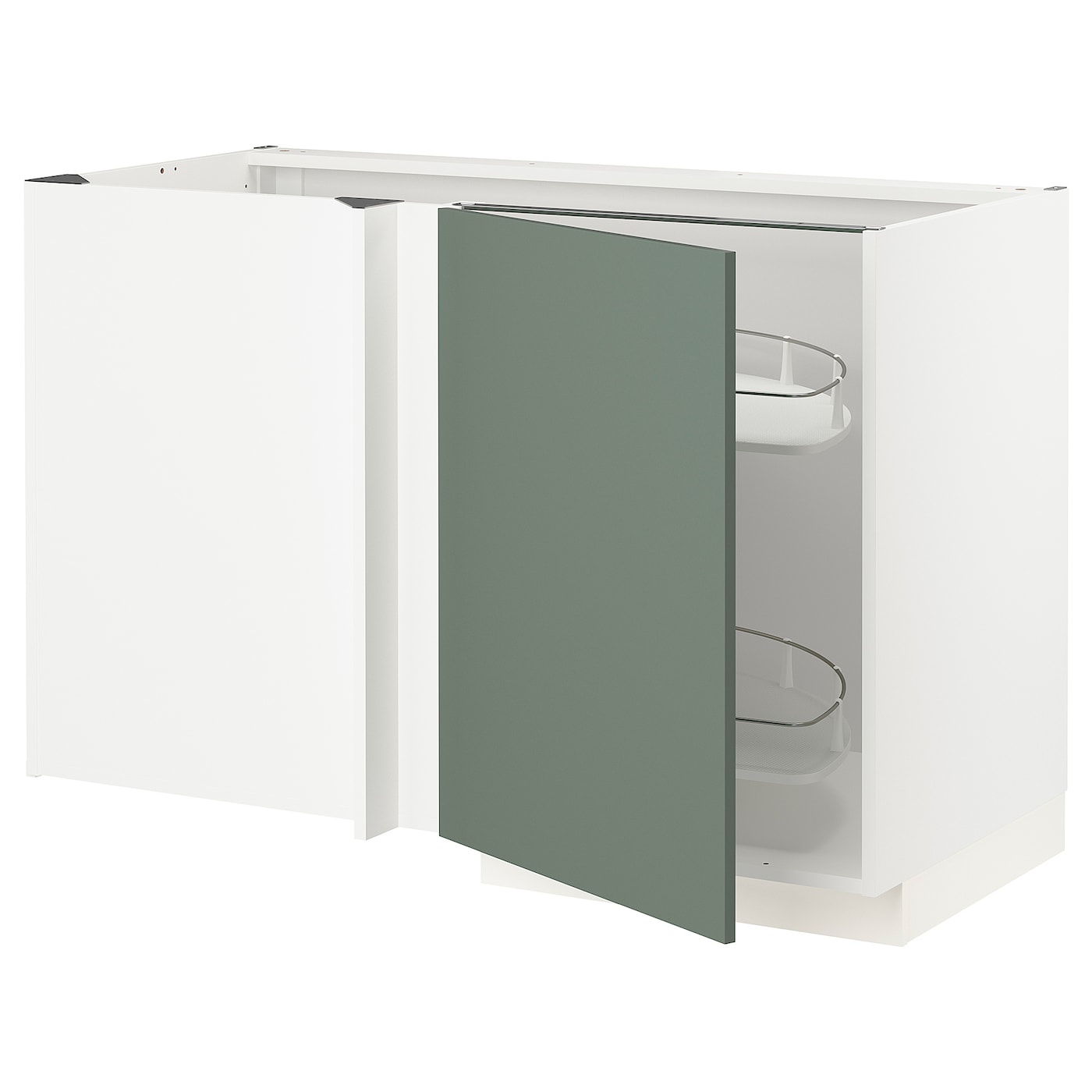 Угловой шкаф-тумба с высокой полкой - IKEA METOD/МЕТОД ИКЕА, 88х67,5х127,5 см, белый/темно-зеленый