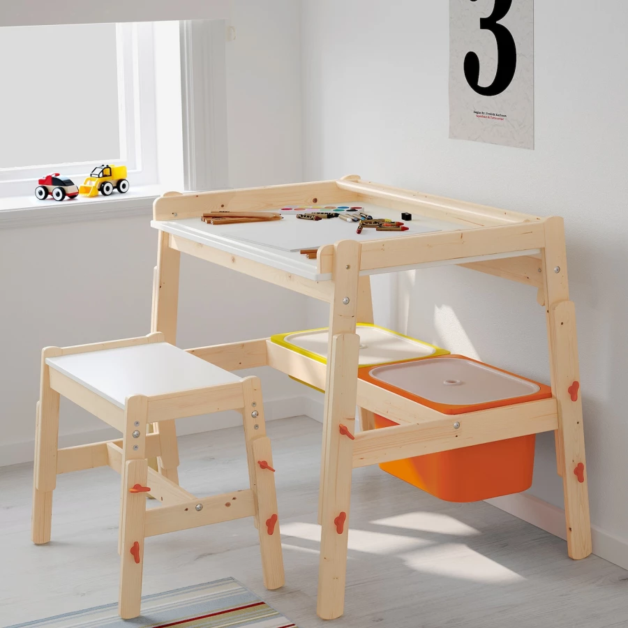 Стол детский - IKEA FLISAT/ФЛИСАТ ИКЕА, 92x67 см, коричневый (изображение №5)