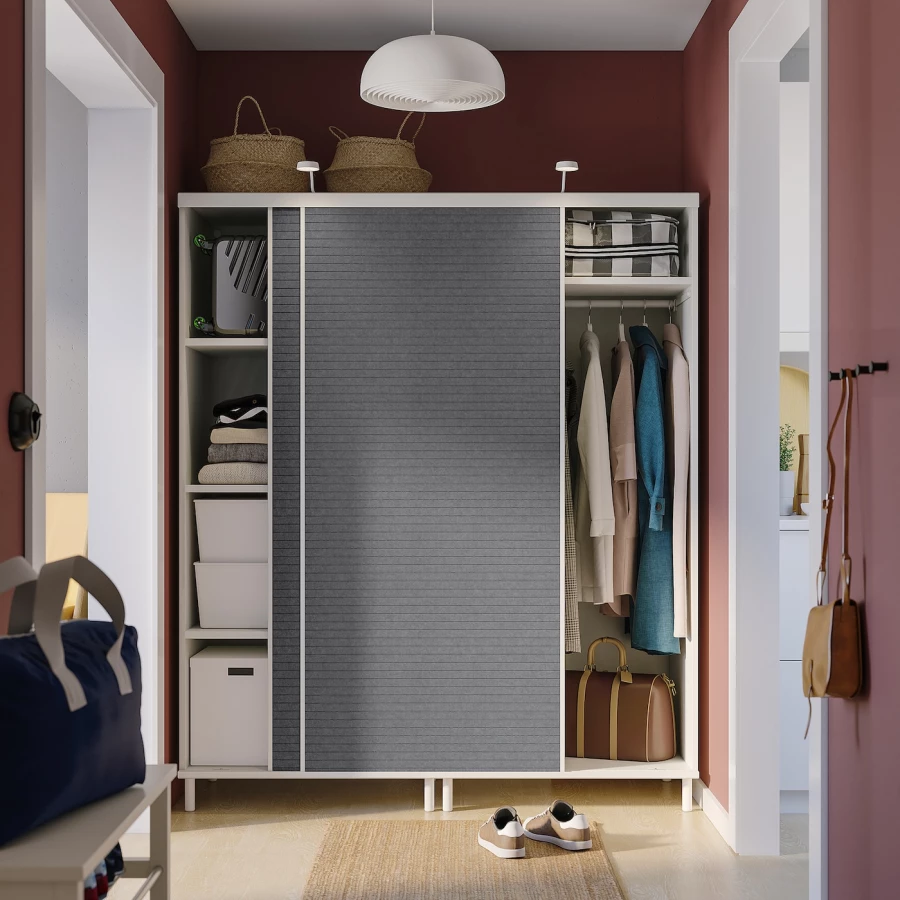 Шкаф с 2-мя раздвижными дверцами - IKEA PLATSA/ПЛАТСА ИКЕА, 57х160х191 см, белый/темно-серый (изображение №2)