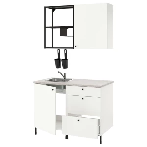 Кухонная комбинация для хранения - ENHET IKEA/ ЭНХЕТ ИКЕА, 123х63,5х222 см, белый/черный