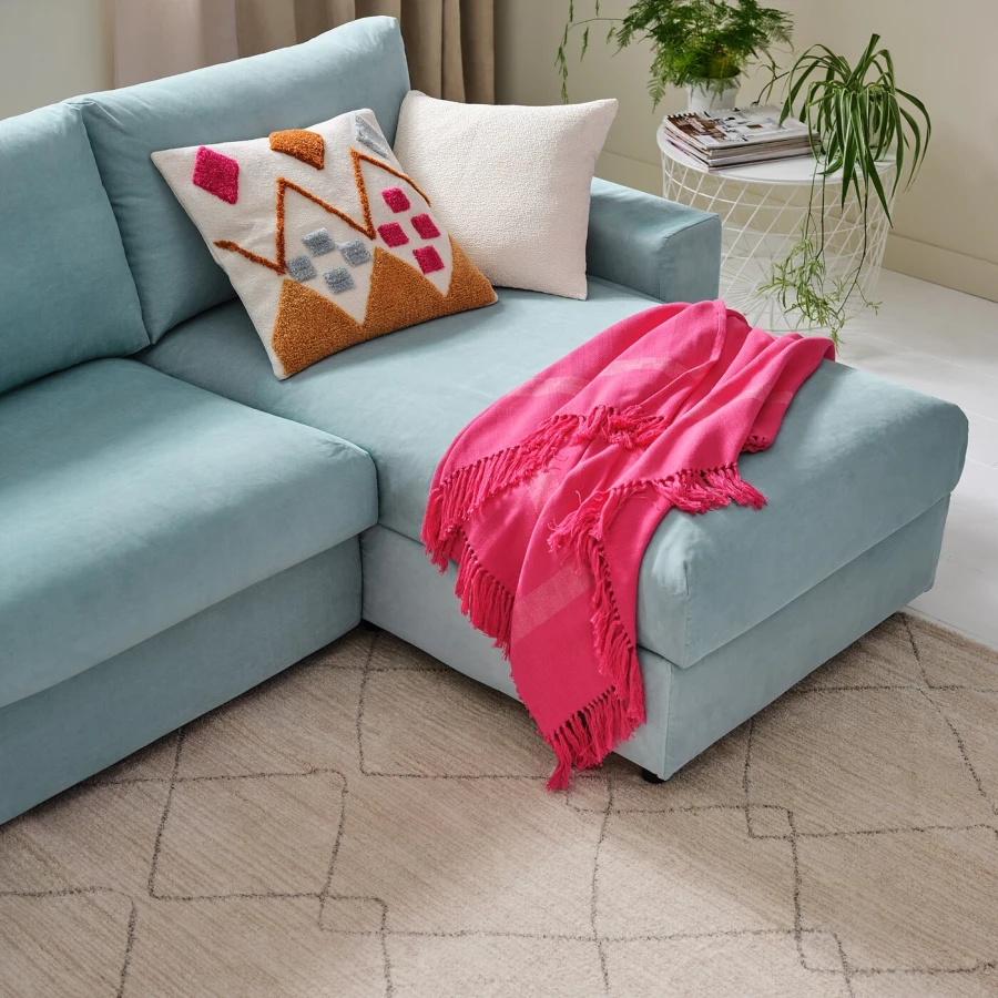 Угловой диван-кровать с шезлонгом - IKEA VIMLE/ВИМЛЕ ИКЕА, 249/349х83х164 см, голубой (изображение №8)
