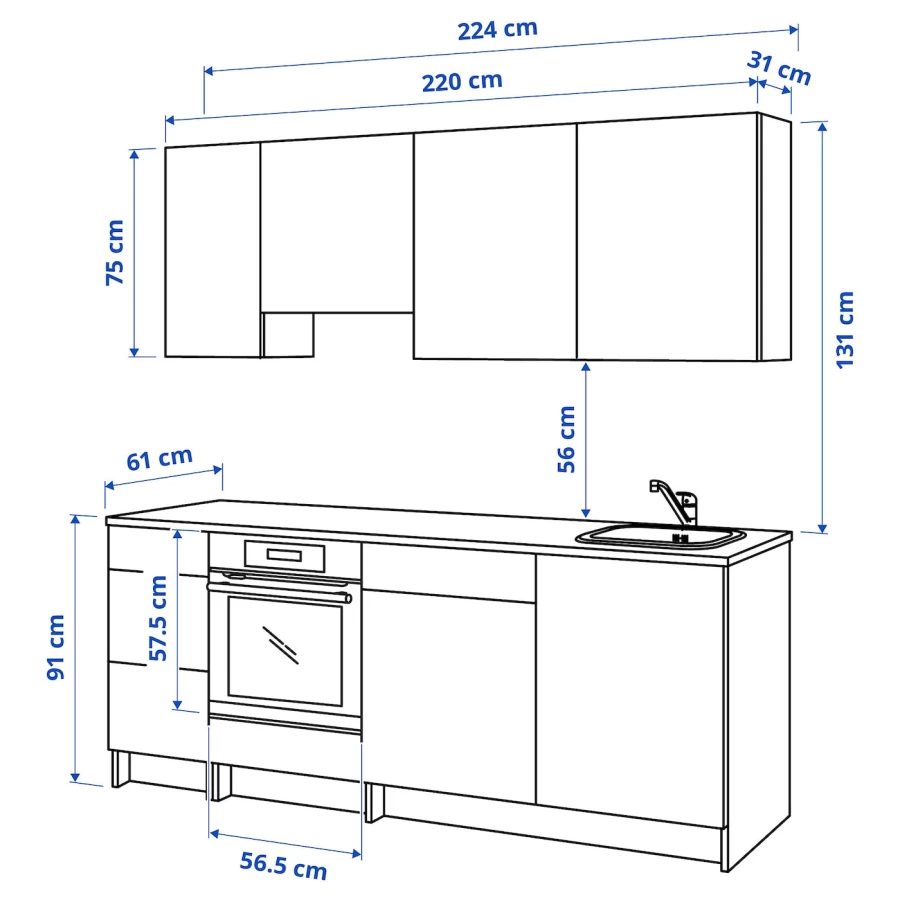 Кухонная комбинация для хранения вещей - KNOXHULT IKEA/ КНОКСХУЛЬТ ИКЕА, 220х61х220 см, бежевый/серый (изображение №11)