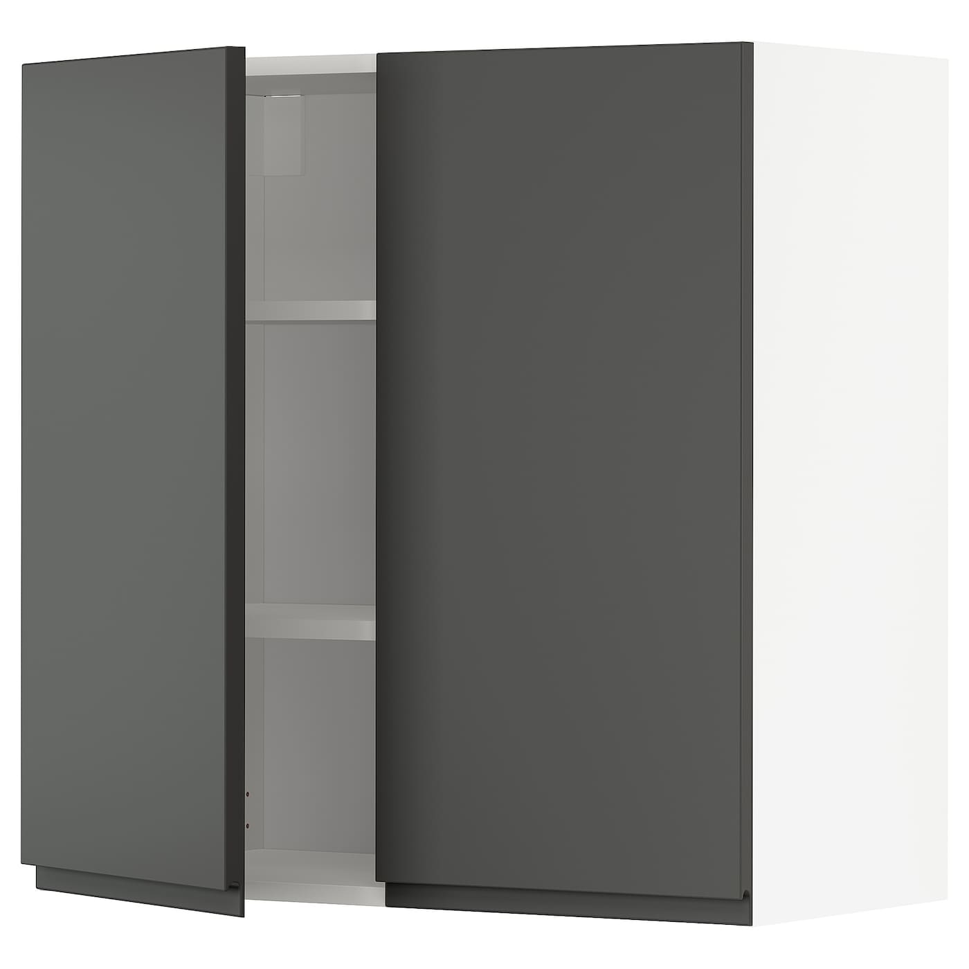 Навесной шкаф с полкой - METOD IKEA/ МЕТОД ИКЕА, 80х80 см, белый/темно-серый