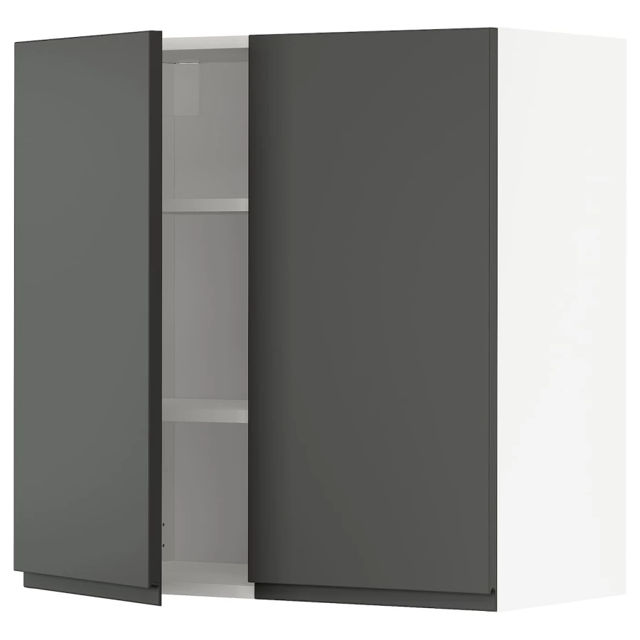 Навесной шкаф с полкой - METOD IKEA/ МЕТОД ИКЕА, 80х80 см, белый/темно-серый (изображение №1)