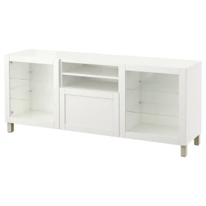 Тумба под ТВ с ящиками - IKEA BESTÅ/BESTA/БЕСТО ИКЕА, 42х74х180 см, белый