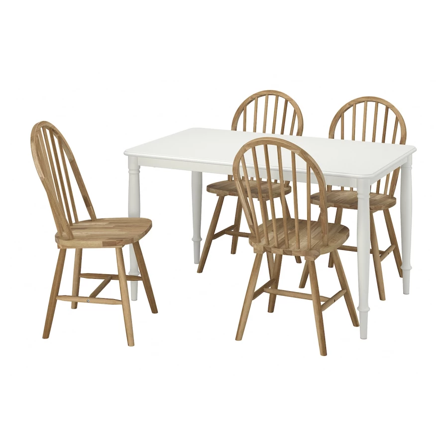 Стол и 4 стула - DANDERYD / SKOGSTA IKEA/ ДАНДЭРЮД / СКОГСТА ИКЕА, 130х75/94х43 см,  белый/коричневый (изображение №1)
