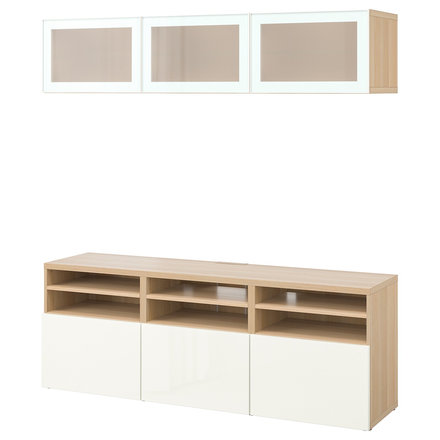 Комбинация для хранения ТВ - IKEA BESTÅ/BESTA, 192x42x180см, белый/светло-коричневый, БЕСТО ИКЕА