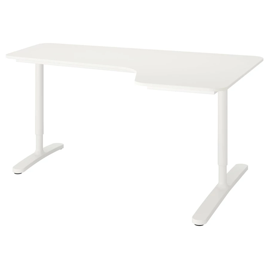 Угловой письменный стол (правый угол) - IKEA BEKANT, 160х110х65-85 см, белый, БЕКАНТ ИКЕА (изображение №1)