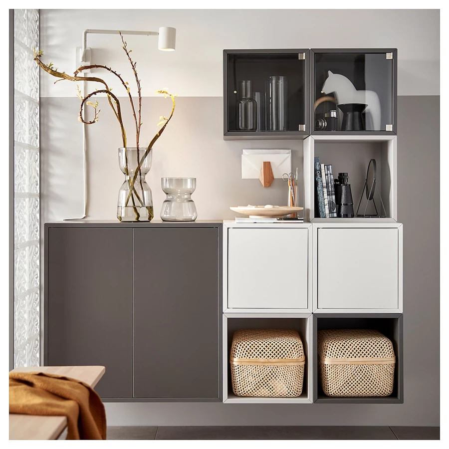 Настенный шкаф - IKEA EKET, 70x35x70 см, темно-серый, ЭКЕТ ИКЕА (изображение №3)