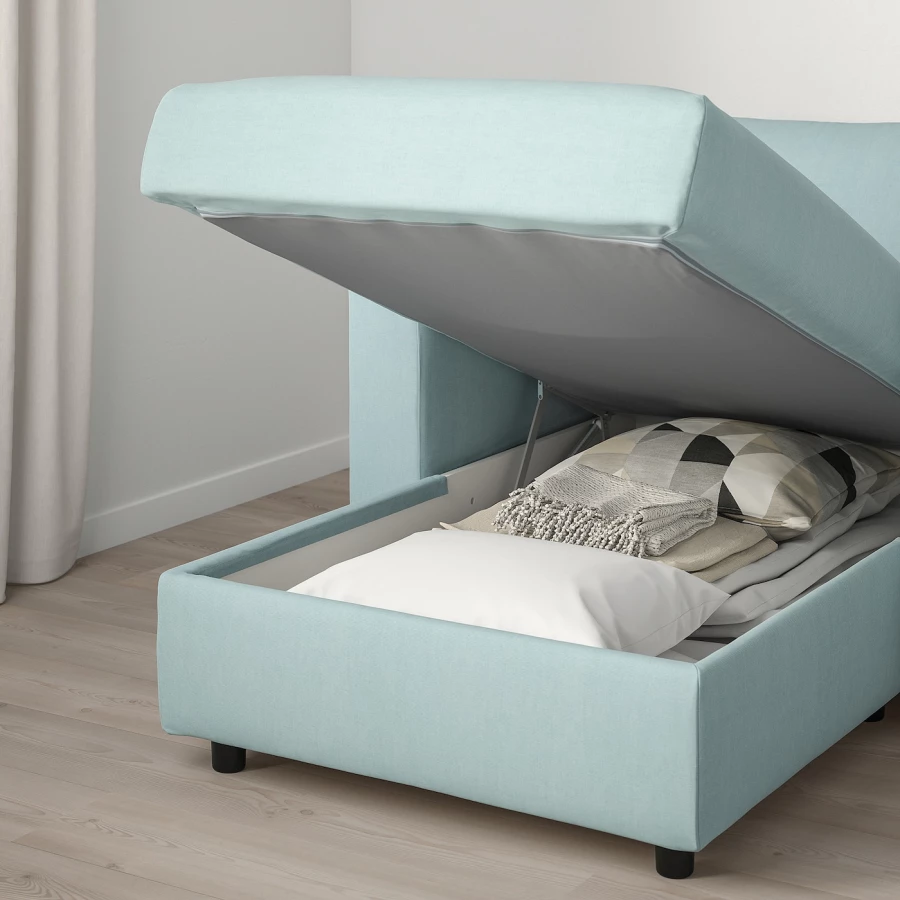 Угловой диван-кровать с шезлонгом - IKEA VIMLE/ВИМЛЕ ИКЕА, 249/349х83х164 см, голубой (изображение №6)