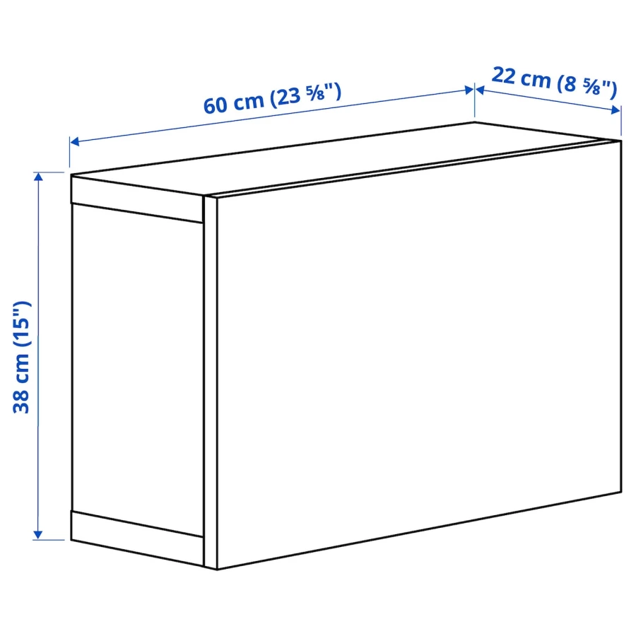 Навесной шкаф - IKEA BESTÅ/BESTA, 60x22x38 см, серый, БЕСТО ИКЕА (изображение №3)