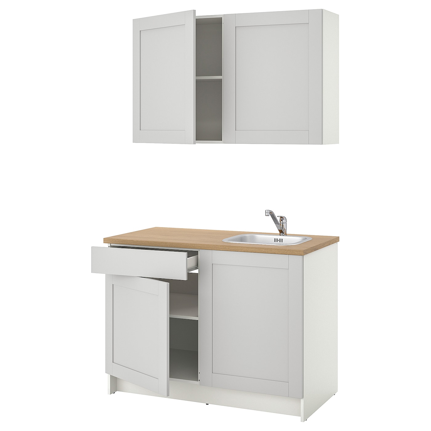 Кухонная комбинация для хранения вещей - KNOXHULT IKEA/ КНОКСХУЛЬТ ИКЕА, 120x61x220 см, серый/бежевый