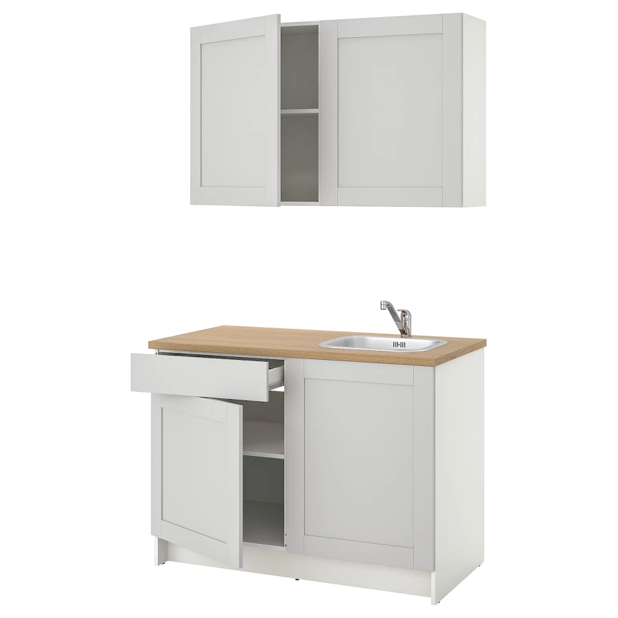 Кухонная комбинация для хранения вещей - KNOXHULT IKEA/ КНОКСХУЛЬТ ИКЕА, 120x61x220 см, серый/бежевый (изображение №1)