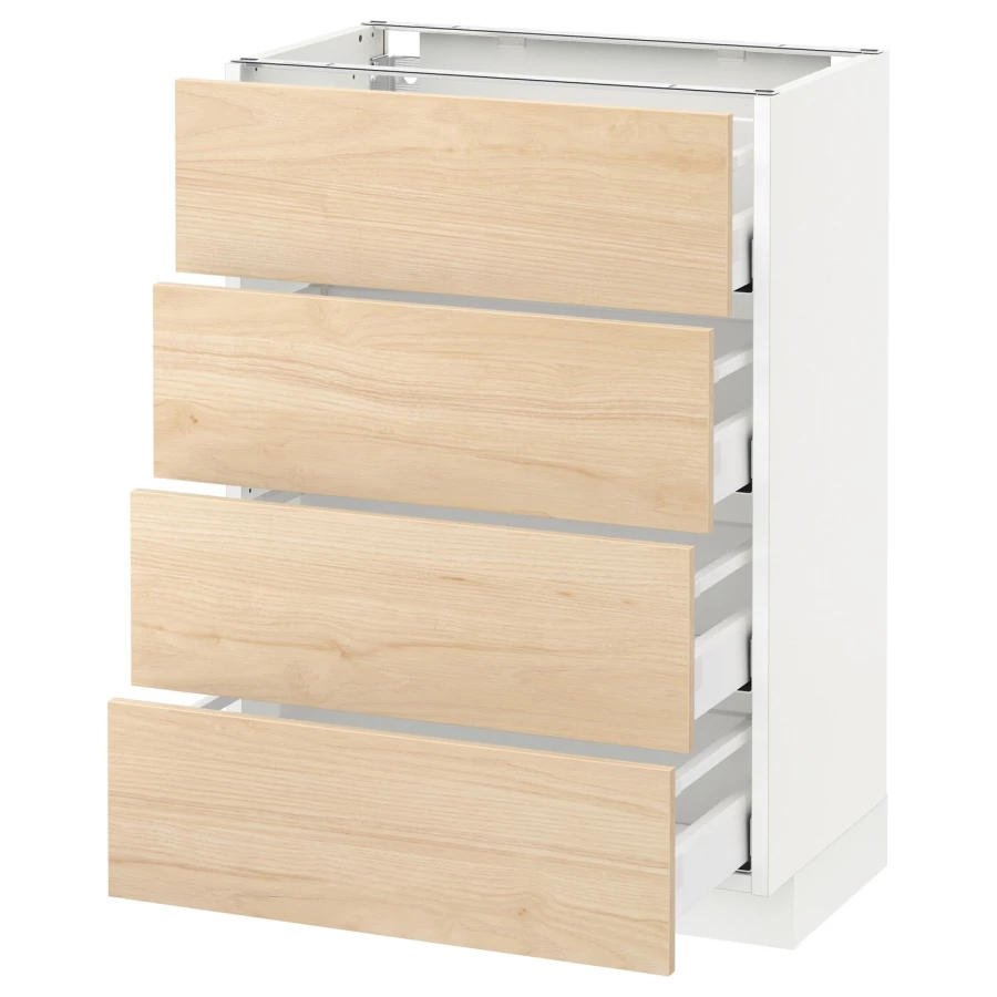 Напольный кухонный шкаф  - IKEA METOD MAXIMERA, 88x39,2x60см, белый/светло-коричневый, МЕТОД МАКСИМЕРА ИКЕА (изображение №1)