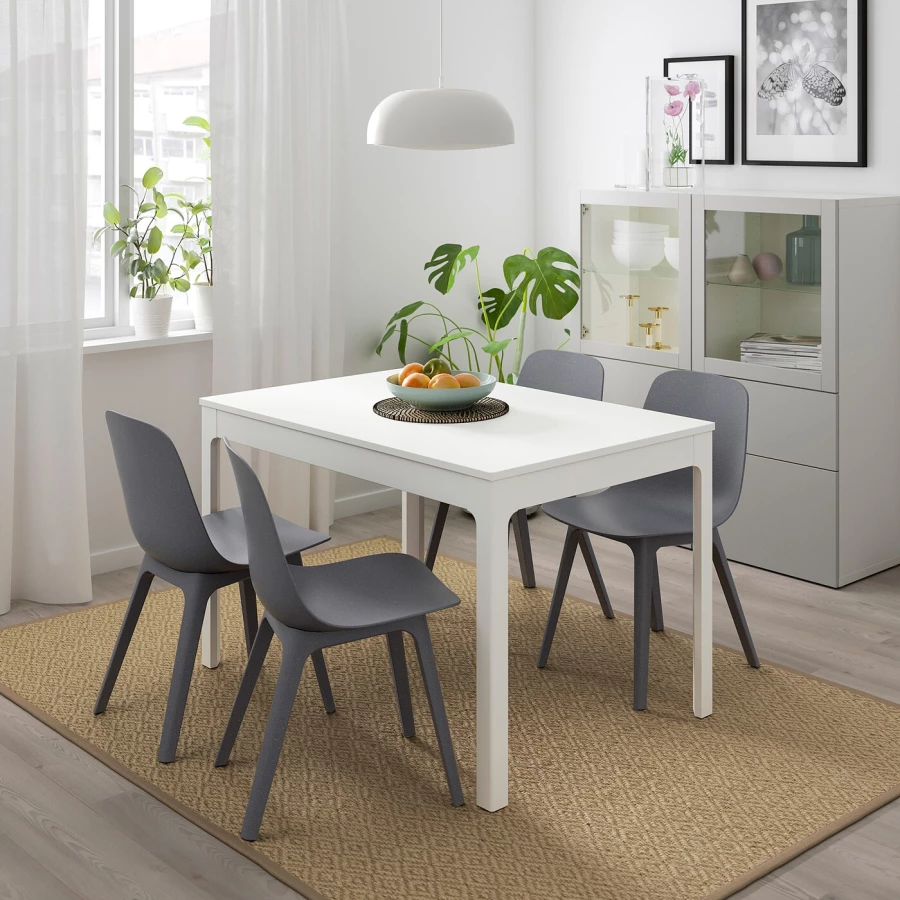 Стол и 4 стула - IKEA EKEDALEN/ODGER/ЭКЕДАЛЕН/ОДГЕР ИКЕА, 120/180х80 см, белый/темно-голубой (изображение №5)