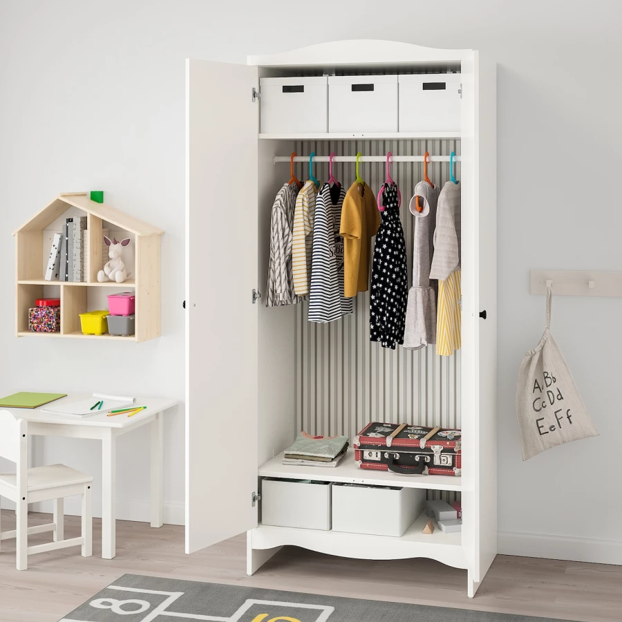 Шкаф детский - IKEA SMÅGÖRA/SMAGORA, 80x50x187 см, белый, СМОГЁРА ИКЕА (изображение №2)