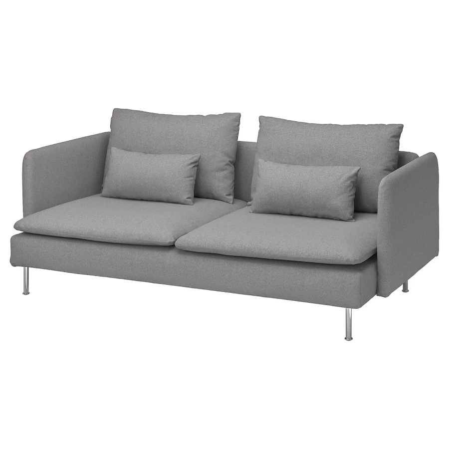 3-местный диван - IKEA SÖDERHAMN/SODERHAMN, 99x198см, серый/светло-серый, СЁДЕРХАМН  ИКЕА (изображение №1)