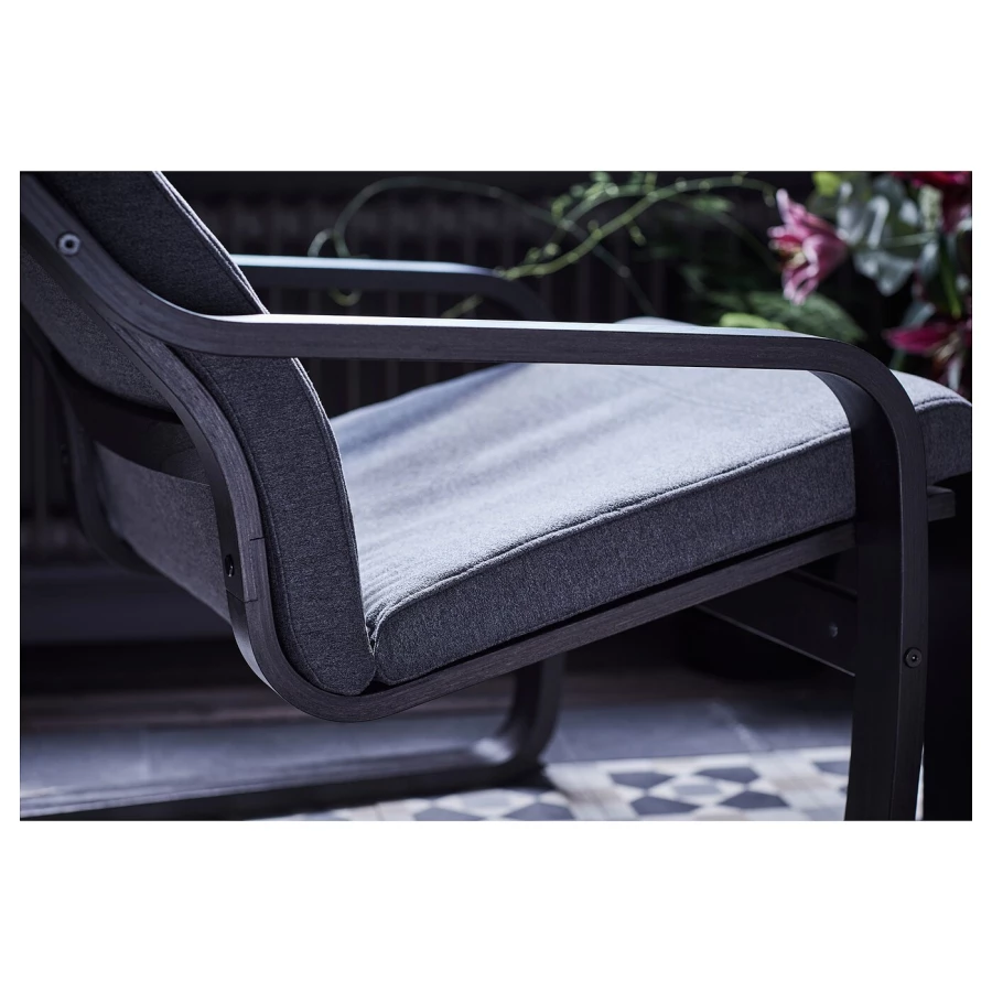 Кресло - IKEA POÄNG/POANG/ПОЭНГ ИКЕА, 68х82х100 см, тёмно-серый (изображение №5)