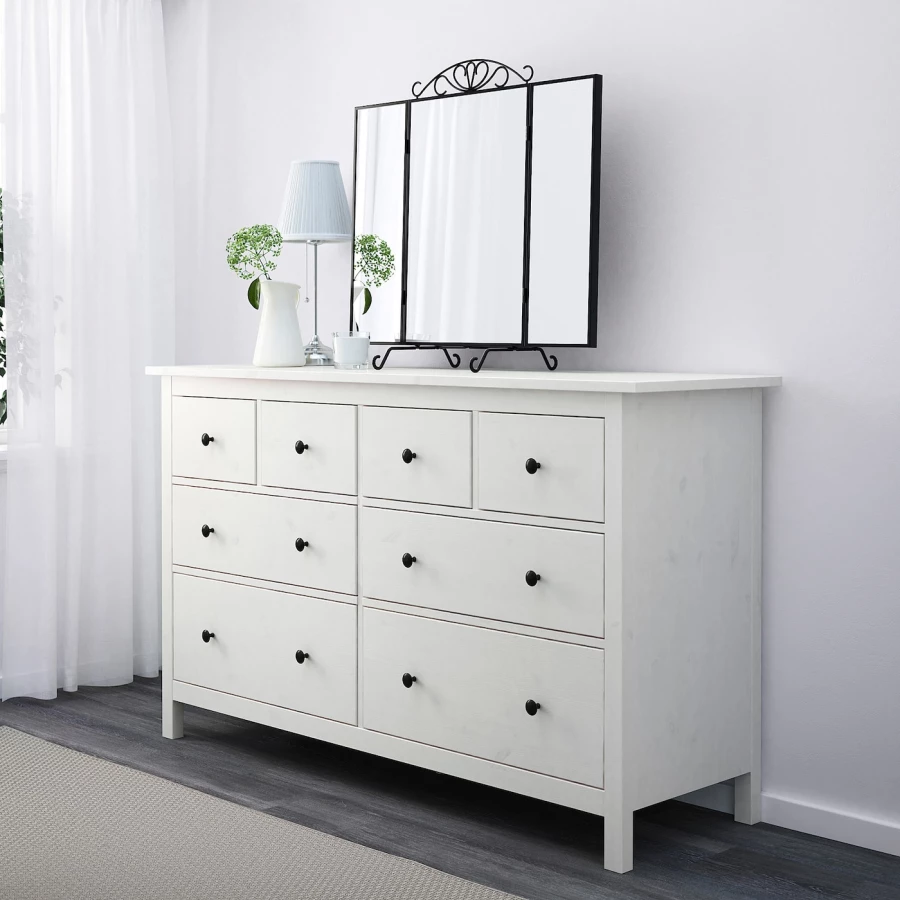 Комбинация мебели для спальни - IKEA HEMNES, 200x160см, белый, ХЕМНЭС ИКЕА (изображение №7)