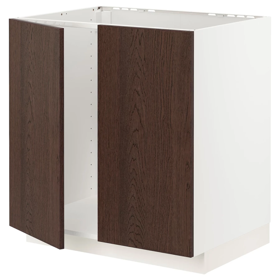 Шкаф под раковину 2 дверцы - METOD  IKEA/ МЕТОД ИКЕА, 88х80 см,  белый/коричневый (изображение №1)