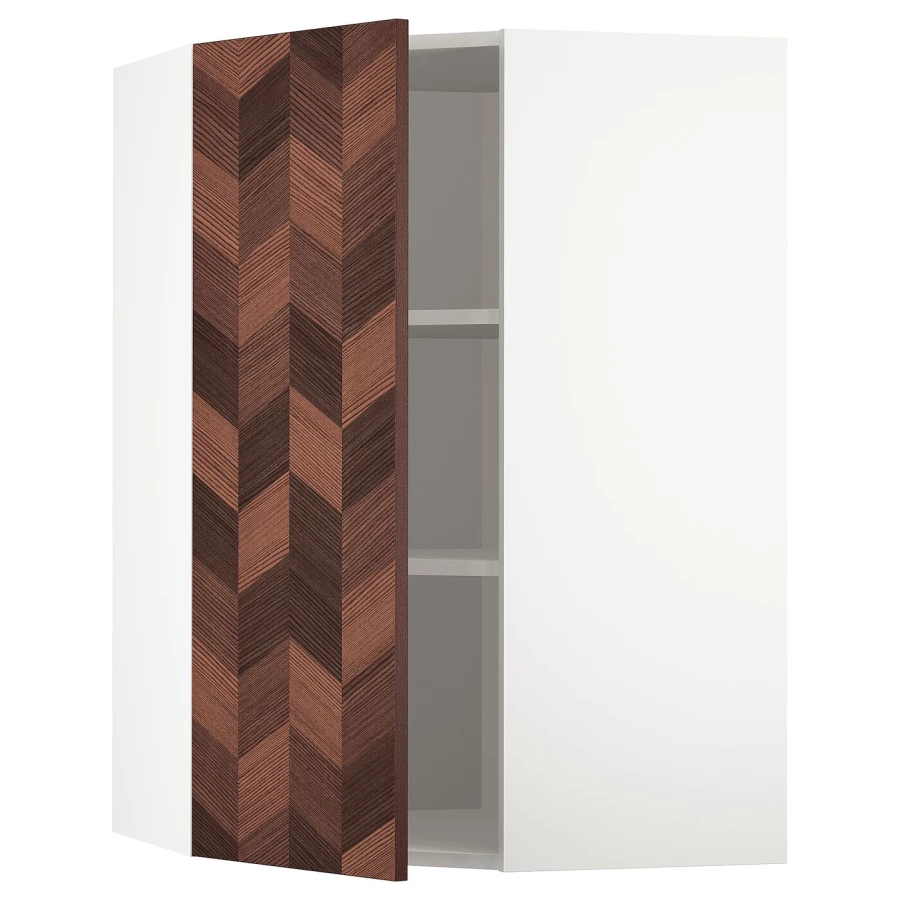Угловой навесной шкаф с каруселью - METOD  IKEA/  МЕТОД ИКЕА, 100х68  см, белый/коричневый (изображение №1)