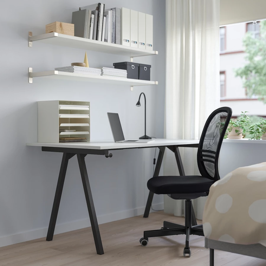 Письменный стол - IKEA TROTTEN, 140х80 см, белый/антрацит, ТРОТТЕН ИКЕА (изображение №3)