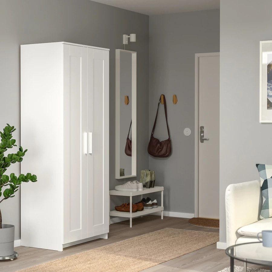 Шкаф платяной 2-дверный - IKEA BRIMNES/БРИМНЭС/БРИМНЕС ИКЕА, 78х190 см, белый, (изображение №2)