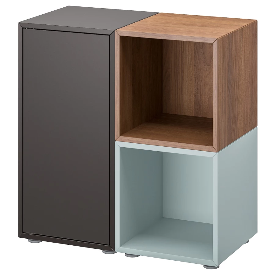 Комбинация для хранения - EKET IKEA/ ЭКЕТ ИКЕА,  72х70 см,  темно-серый/коричневый/голубой (изображение №1)