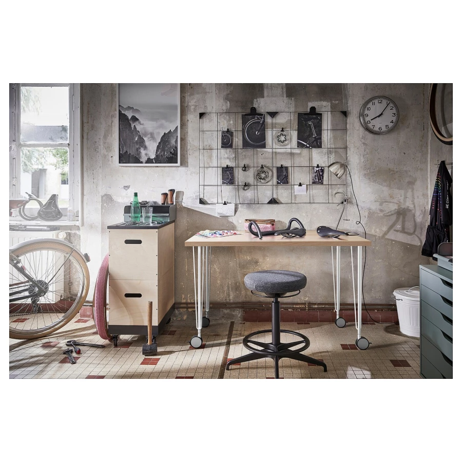 Письменный стол - IKEA LINNMON/KRILLE, 100х60 см, под беленый дуб/белый, ЛИННМОН/КРИЛЛЕ ИКЕА (изображение №4)