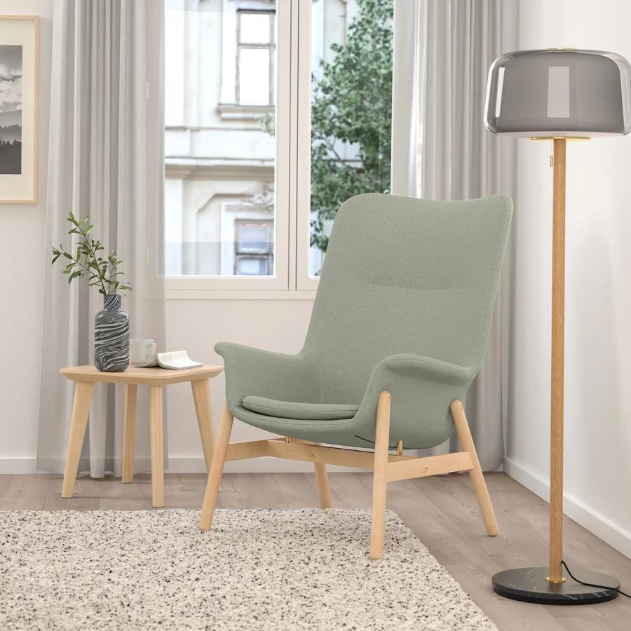 Кресло с высокой спинкой - IKEA VEDBO/ВЕДБО ИКЕА, 108х85х80 см, зеленый (изображение №3)
